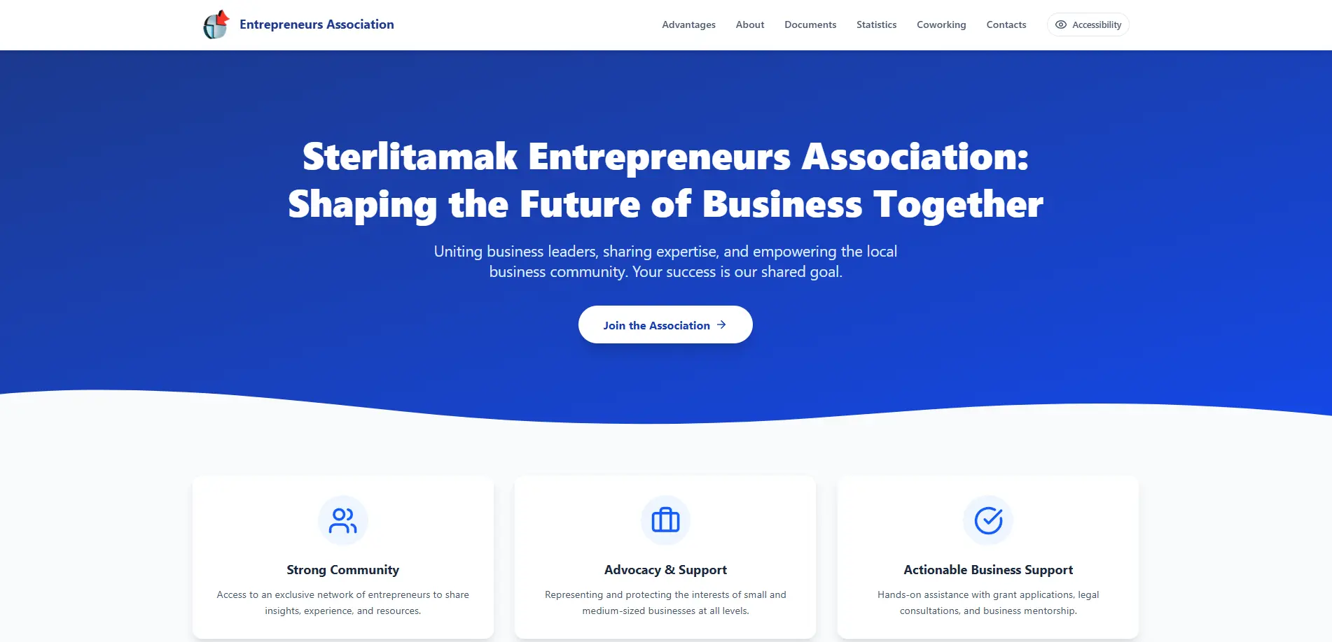 Sterlitamak Entrepreneurs Association web development | B&G digital agency