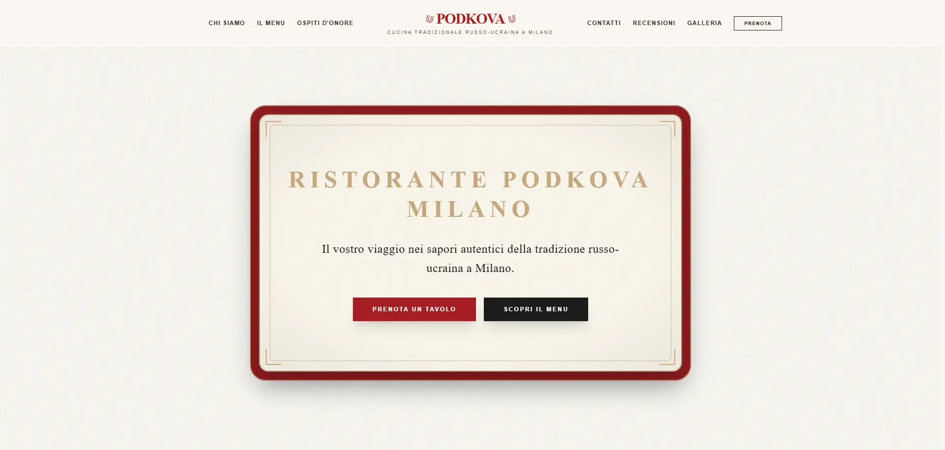 Podkova Milano Italian Restaurant Web Packaging | B&G digital agency